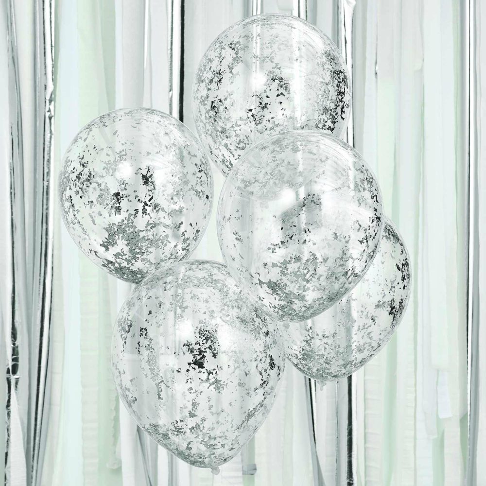 Confetti Balloons |   Silver Shredded Confetti Filled Balloons Balloons Confetti Balloons