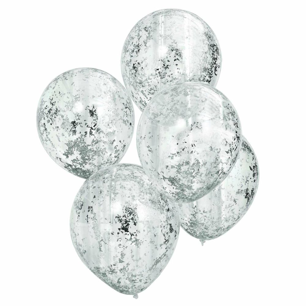 Confetti Balloons |   Silver Shredded Confetti Filled Balloons Balloons Confetti Balloons