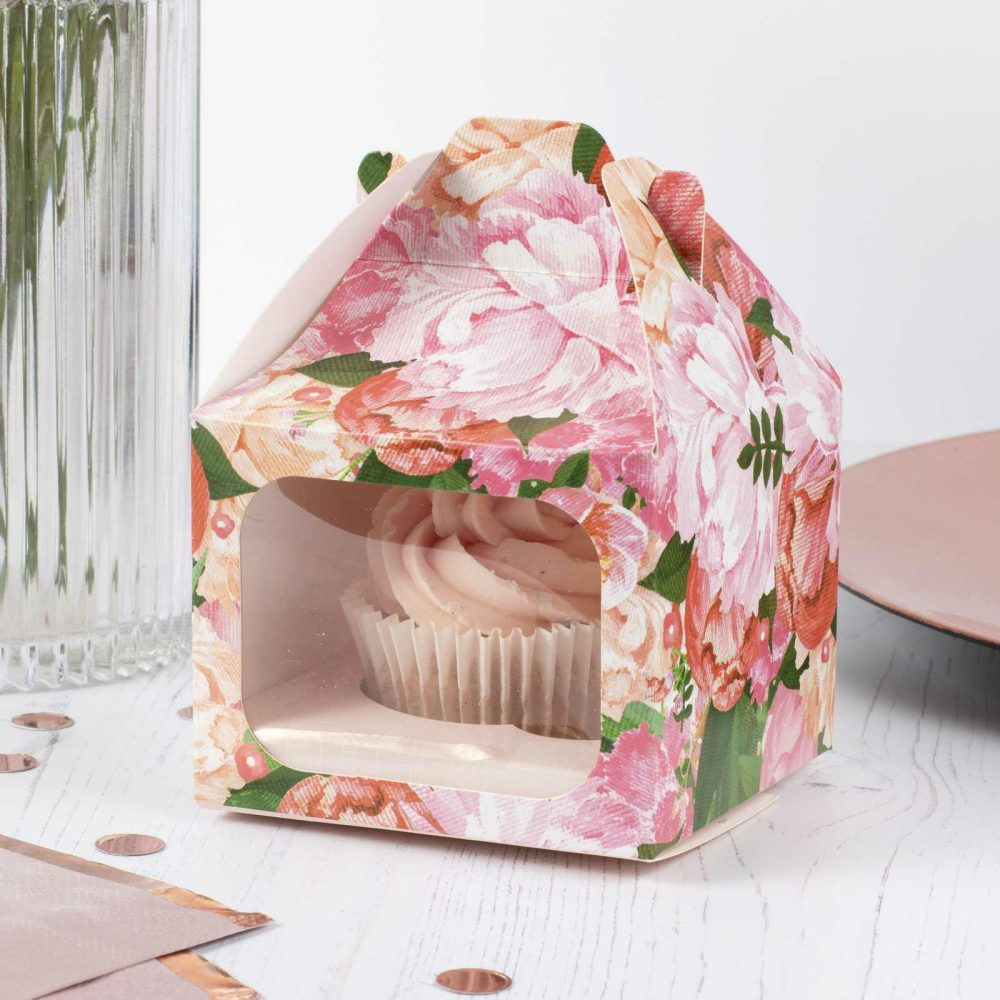 Cupcake Decorations |   Floral Single Cupcake Box Candles & Cake Accessories Cupcake Decorations