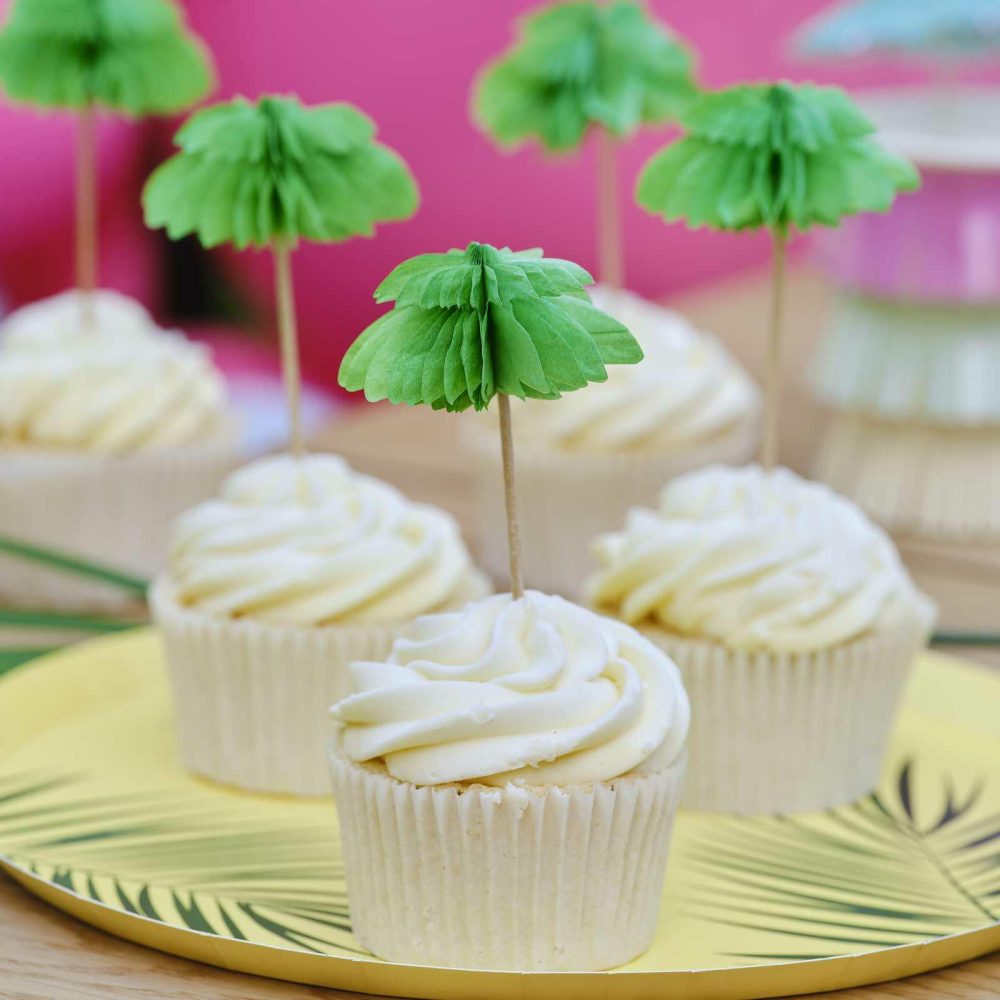 Cupcake Decorations |   Hawaiian Honeycomb Palm Trees Cupcake Toppers Candles & Cake Accessories Cupcake Decorations