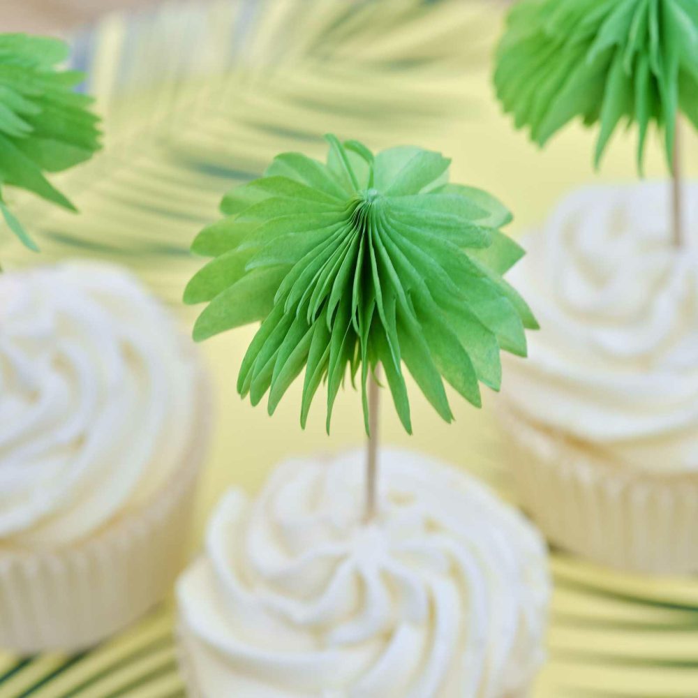 Cupcake Decorations |   Hawaiian Honeycomb Palm Trees Cupcake Toppers Candles & Cake Accessories Cupcake Decorations