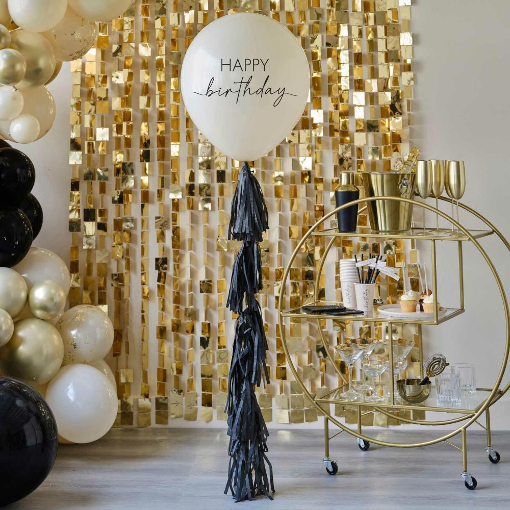 Decorations |   Happy Birthday Balloon With Black Tassel Tail Decorations Decorations