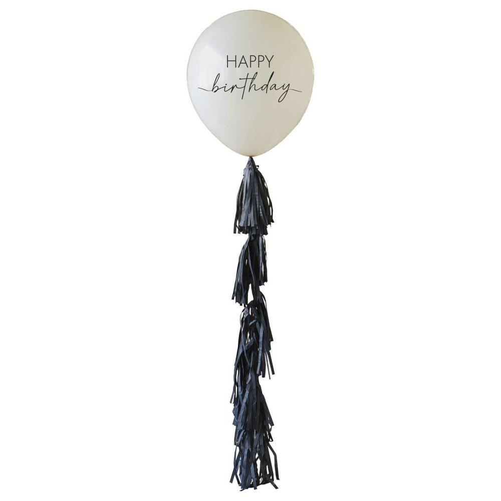 Decorations |   Happy Birthday Balloon With Black Tassel Tail Decorations Decorations