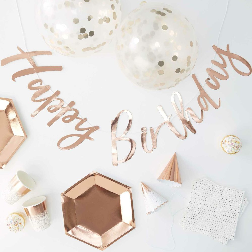 Decorations |   Rose Gold Foiled Party In A Box Party Decorations Decorations