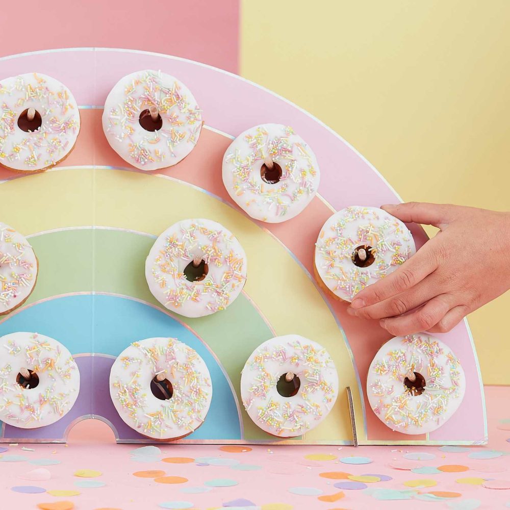 Donut Walls |   Rainbow Donut Wall Birthday Cake Alternative Candles & Cake Accessories Donut Walls