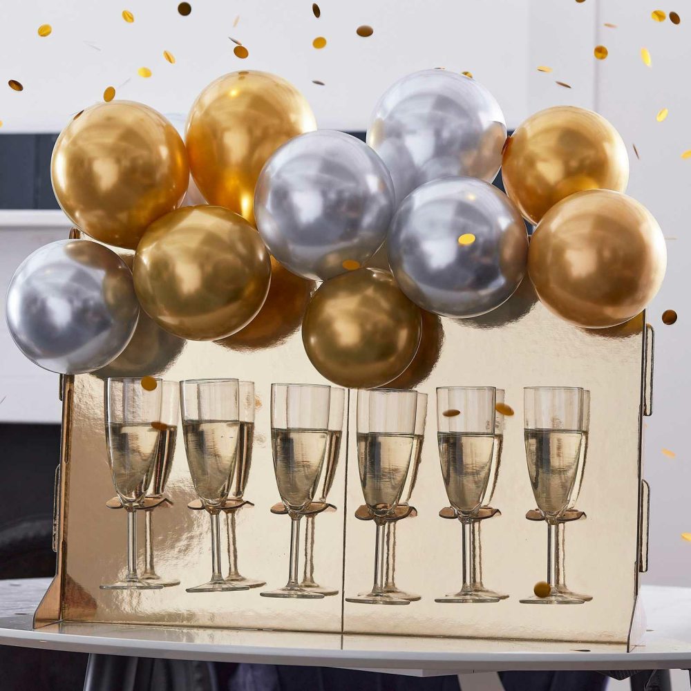 Drink Stands |   Gold Drinks Stand With Chrome Balloons Drink Stands Drink Stands