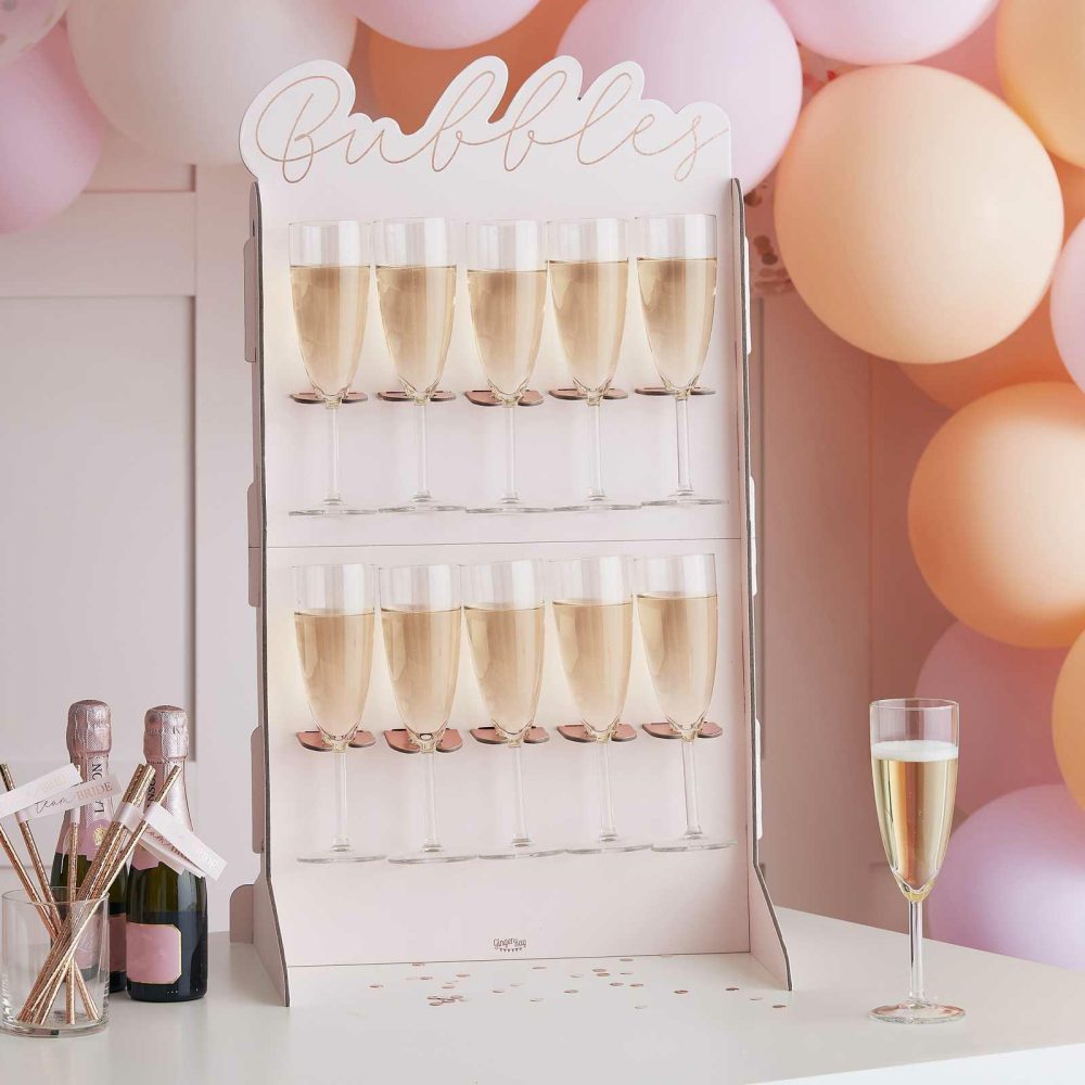 Drink Stands |   Rose Gold Foiled & Blush Bubbly Wall Drink Stands Drink Stands