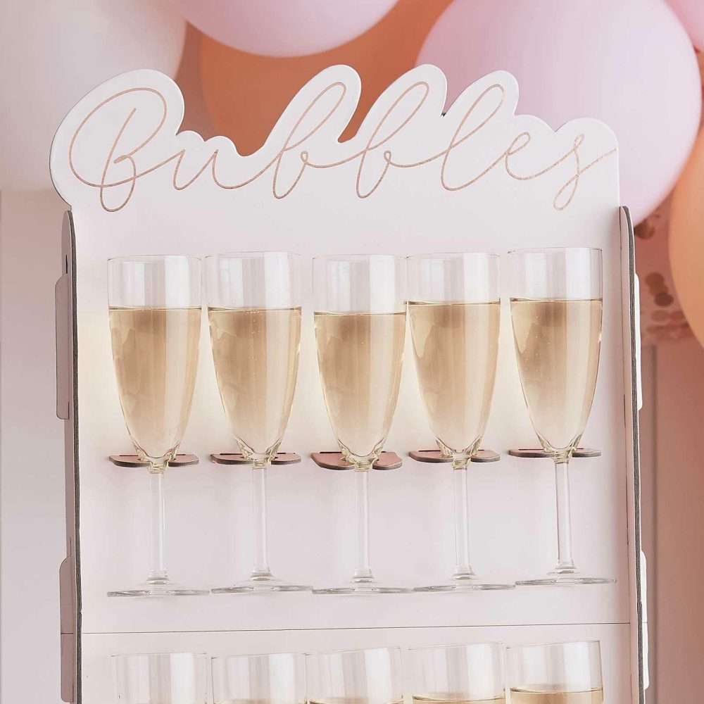 Drink Stands |   Rose Gold Foiled & Blush Bubbly Wall Drink Stands Drink Stands