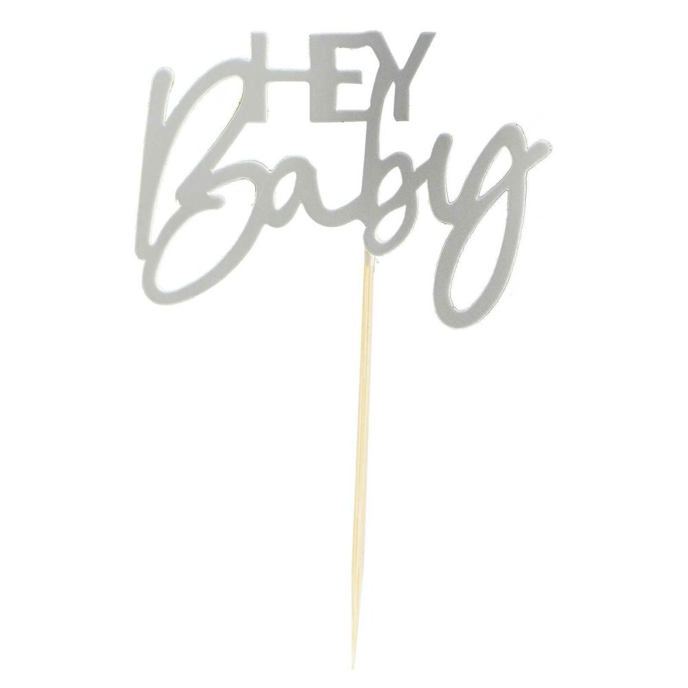 Eco Friendly Baby Shower |   Hey Baby Sage Baby Shower Cupcake Toppers Baby Shower Baby Shower Cake Decorations