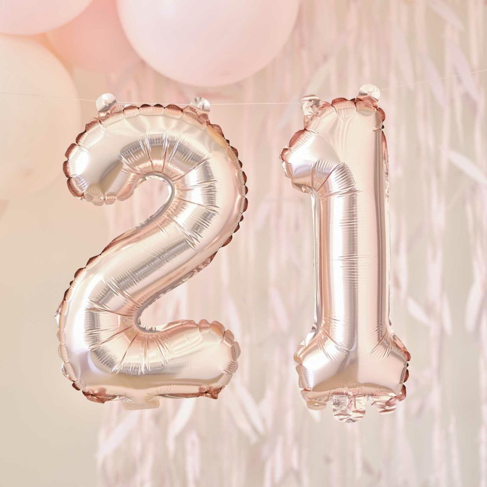 Foil Balloons |   21St Rose Gold Foil Balloons Balloons Foil Balloons