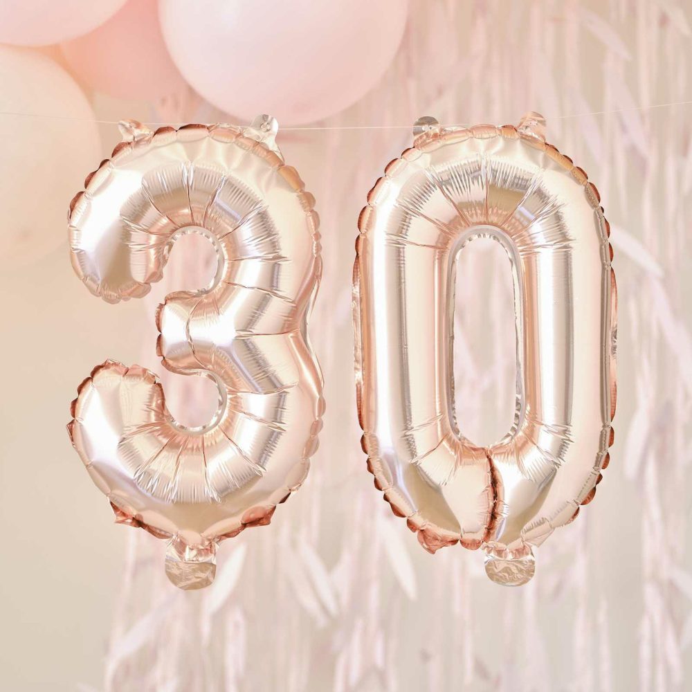 Foil Balloons |   30Th Rose Gold Foil Balloons Balloons Foil Balloons