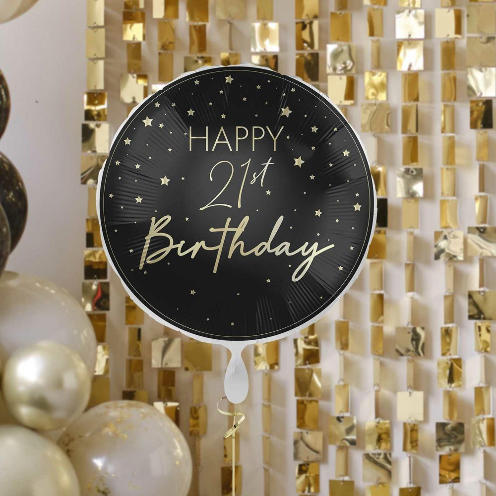 Foil Balloons |   Black & Gold 21St Birthday Balloon Balloons Foil Balloons