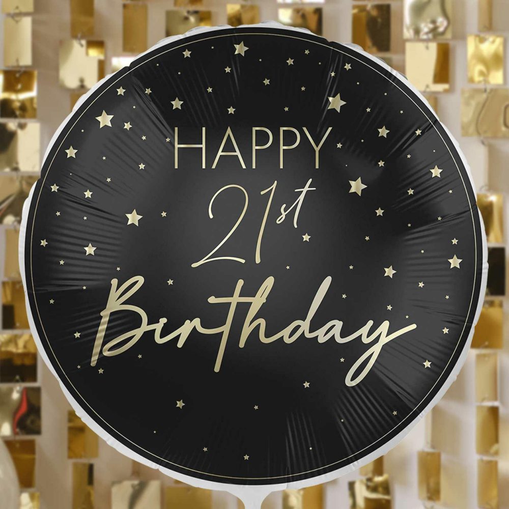 Foil Balloons |   Black & Gold 21St Birthday Balloon Balloons Foil Balloons