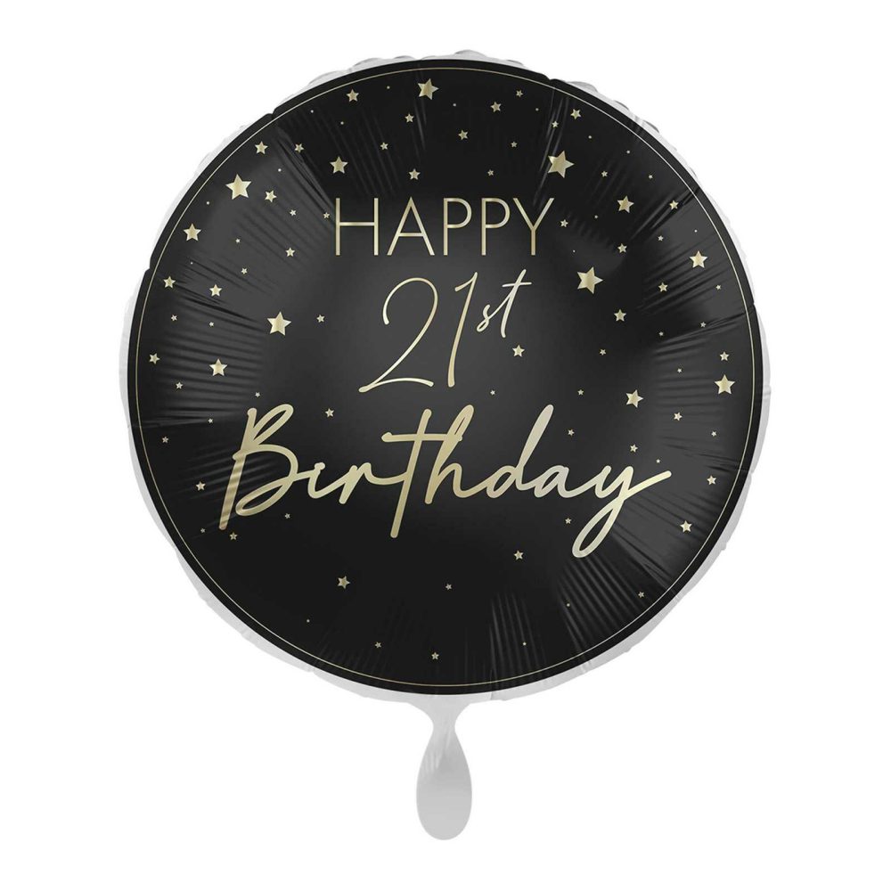 Foil Balloons |   Black & Gold 21St Birthday Balloon Balloons Foil Balloons