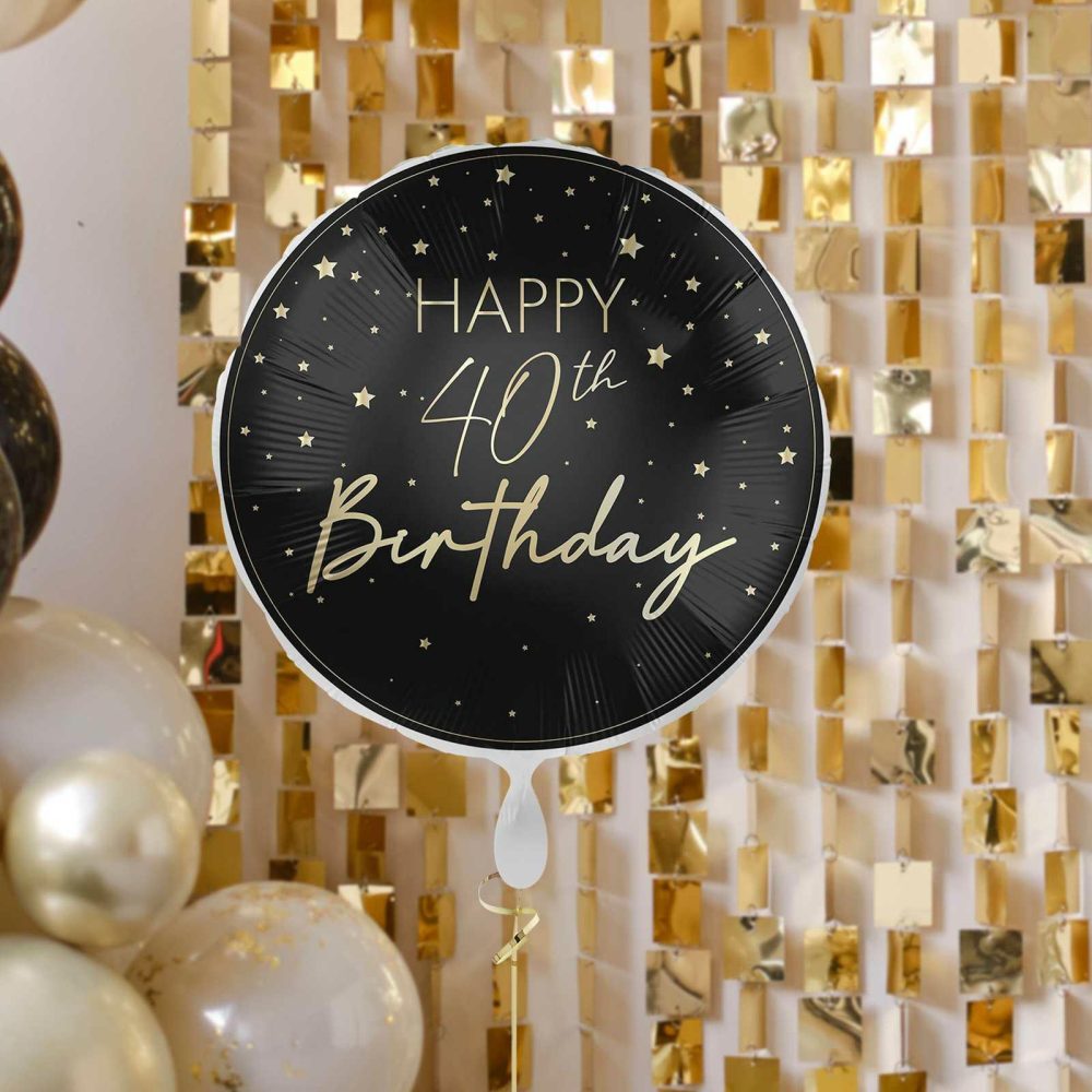 Foil Balloons |   Black & Gold 40Th Birthday Balloon Balloons Foil Balloons