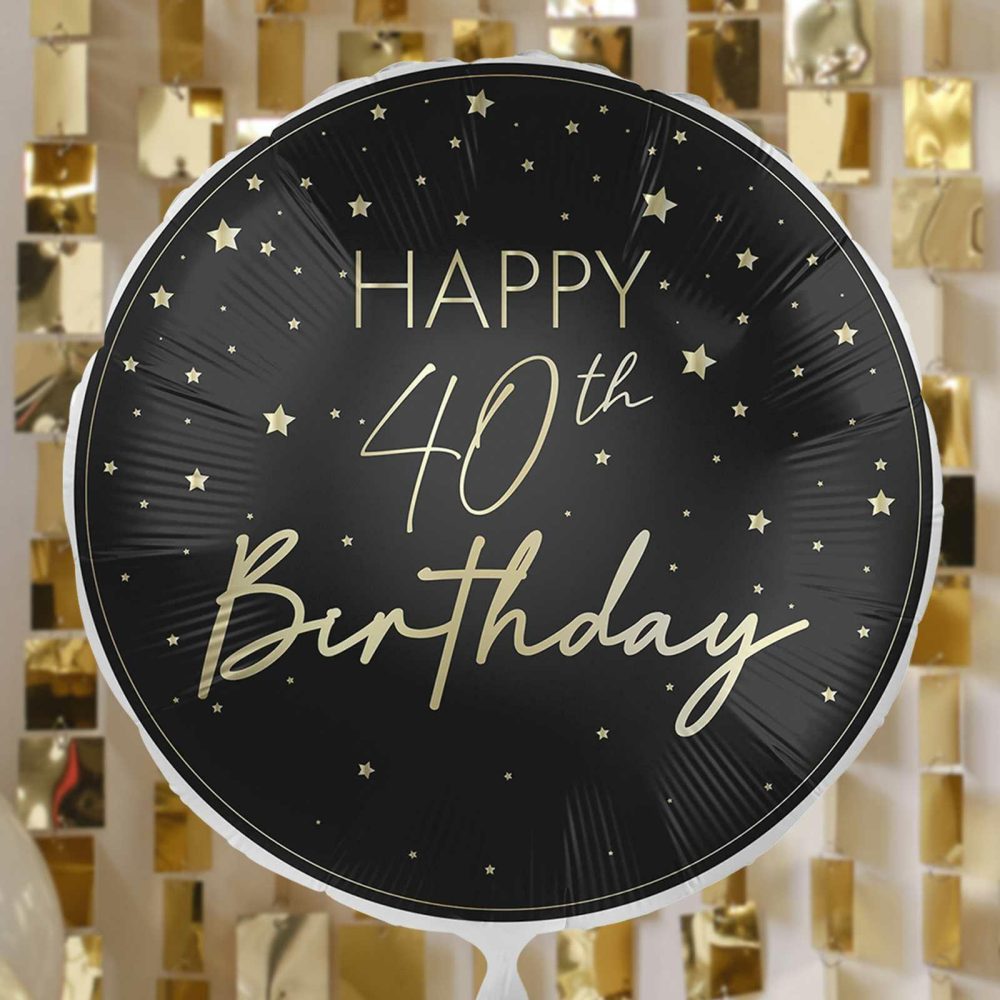 Foil Balloons |   Black & Gold 40Th Birthday Balloon Balloons Foil Balloons