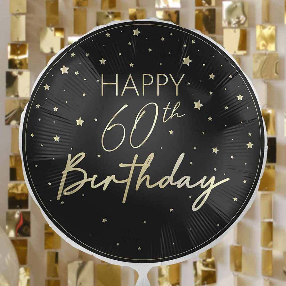 Foil Balloons |   Black & Gold 60Th Birthday Balloon Balloons Foil Balloons