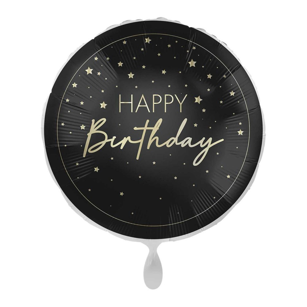 Foil Balloons |   Black & Gold Foil Happy Birthday Balloon Balloons Foil Balloons