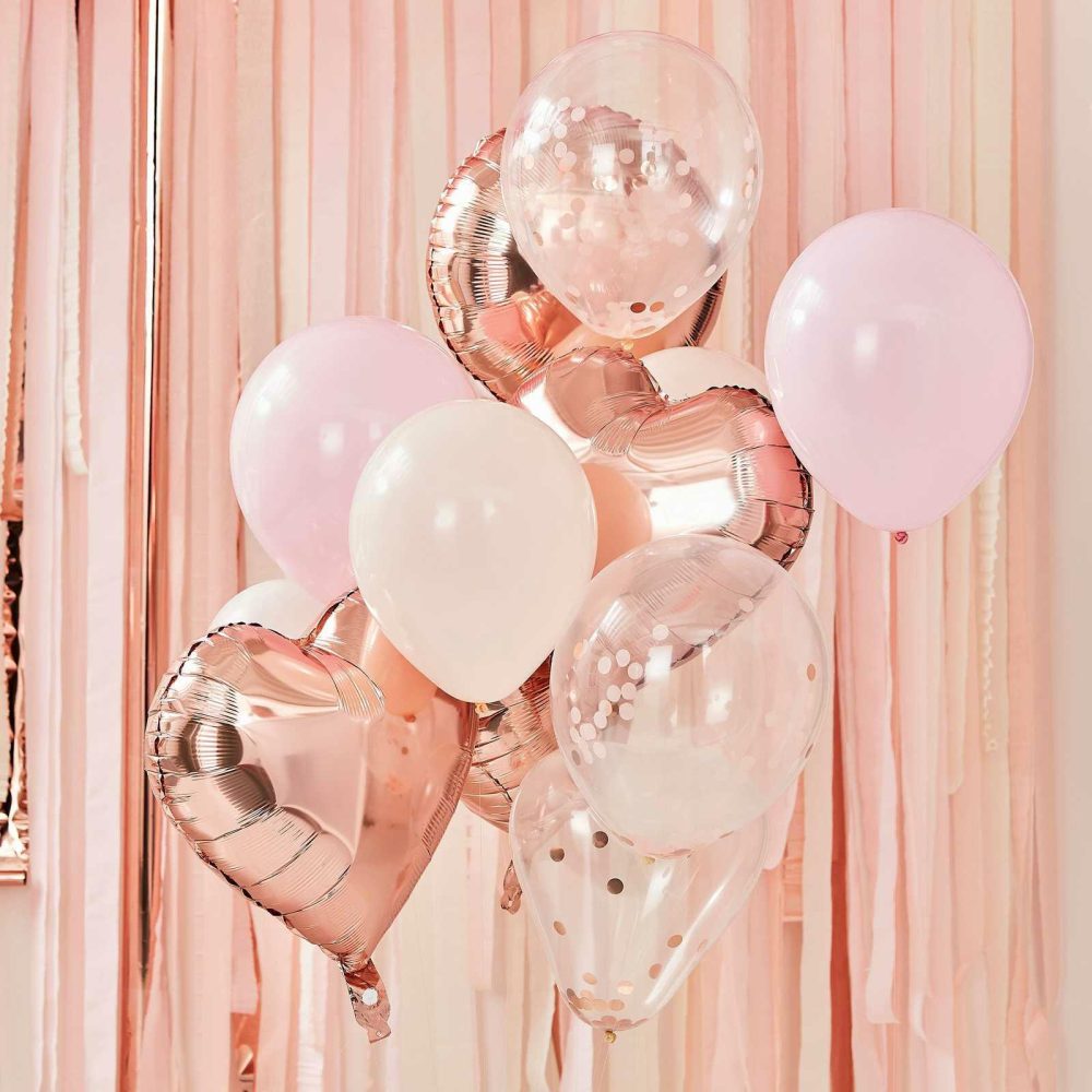 Foil Balloons |   Blush And Rose Gold Balloons Bundle Balloons Foil Balloons