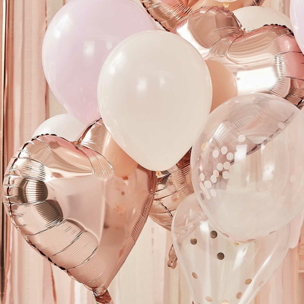 Foil Balloons |   Blush And Rose Gold Balloons Bundle Balloons Foil Balloons