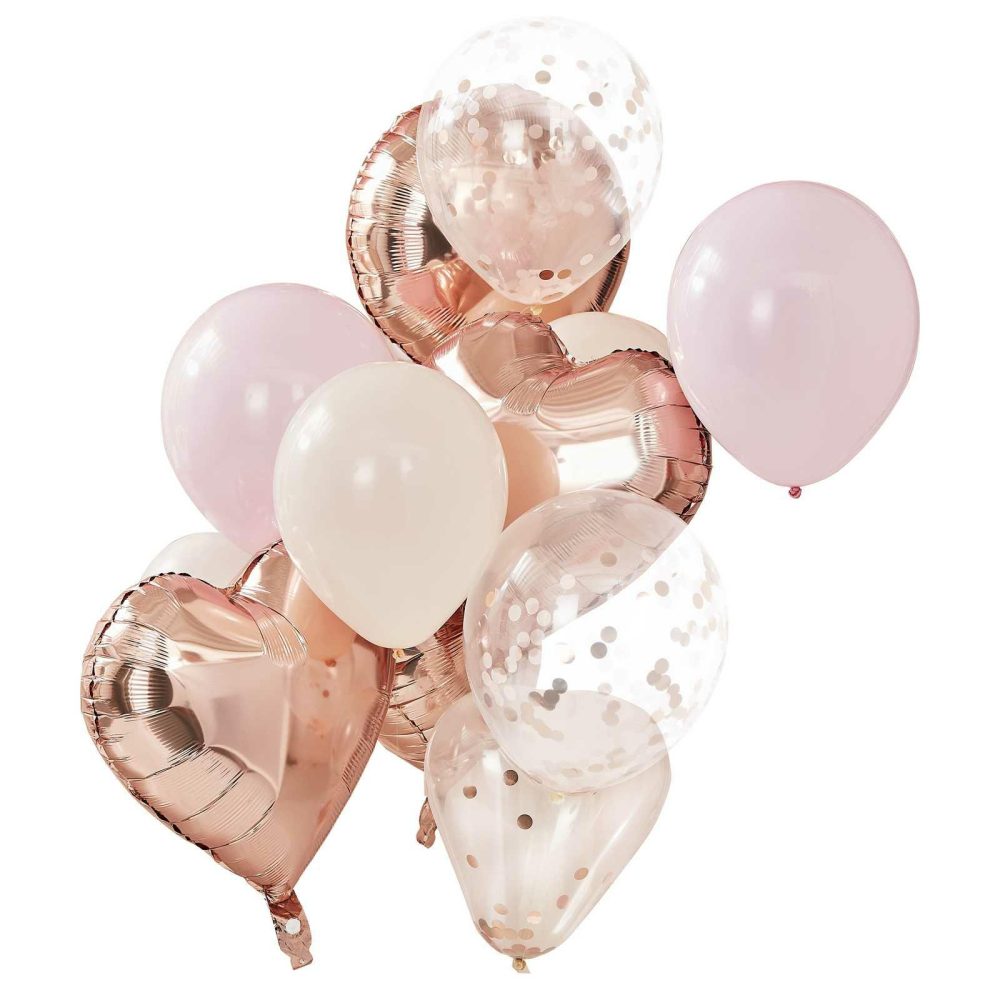 Foil Balloons |   Blush And Rose Gold Balloons Bundle Balloons Foil Balloons