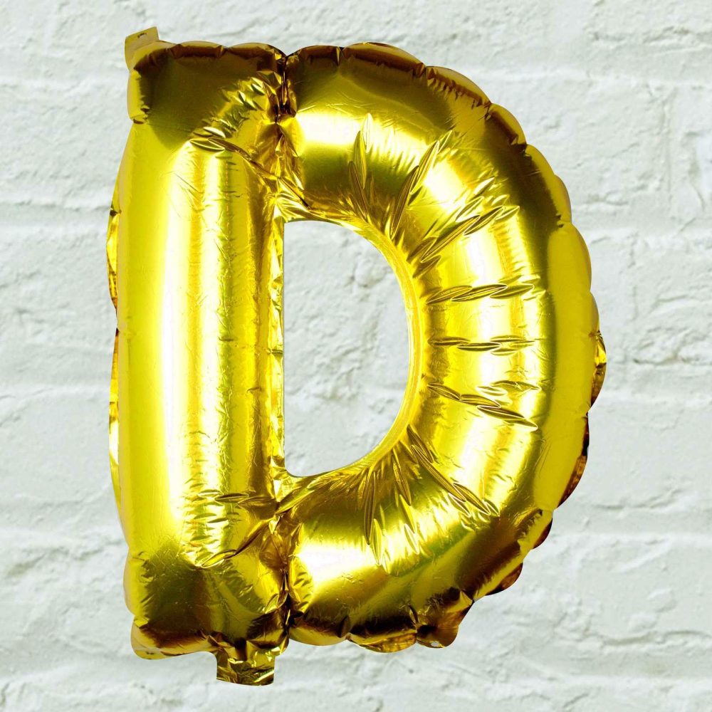 Foil Balloons |   Gold Foil Letter D Balloon Balloons Foil Balloons