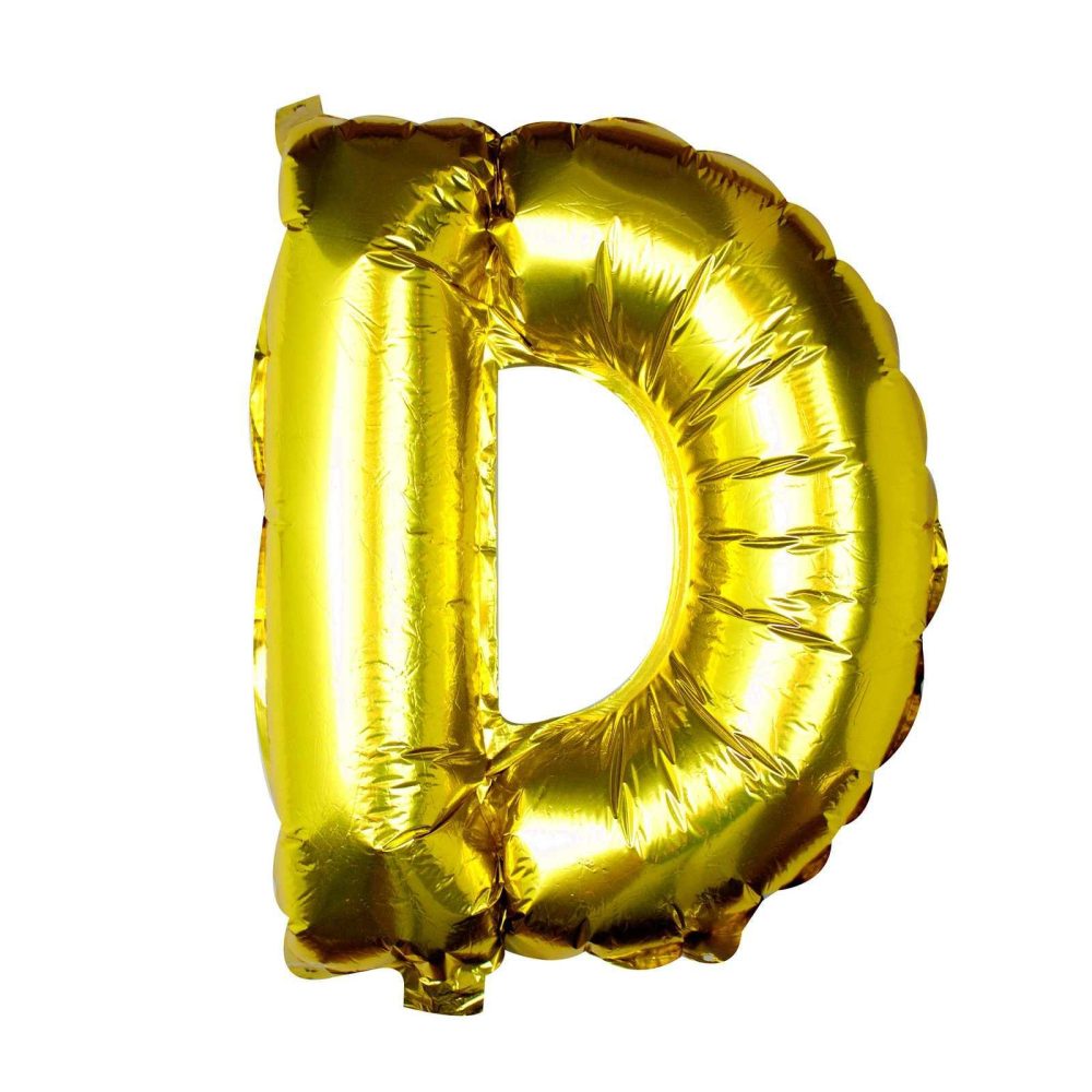 Foil Balloons |   Gold Foil Letter D Balloon Balloons Foil Balloons