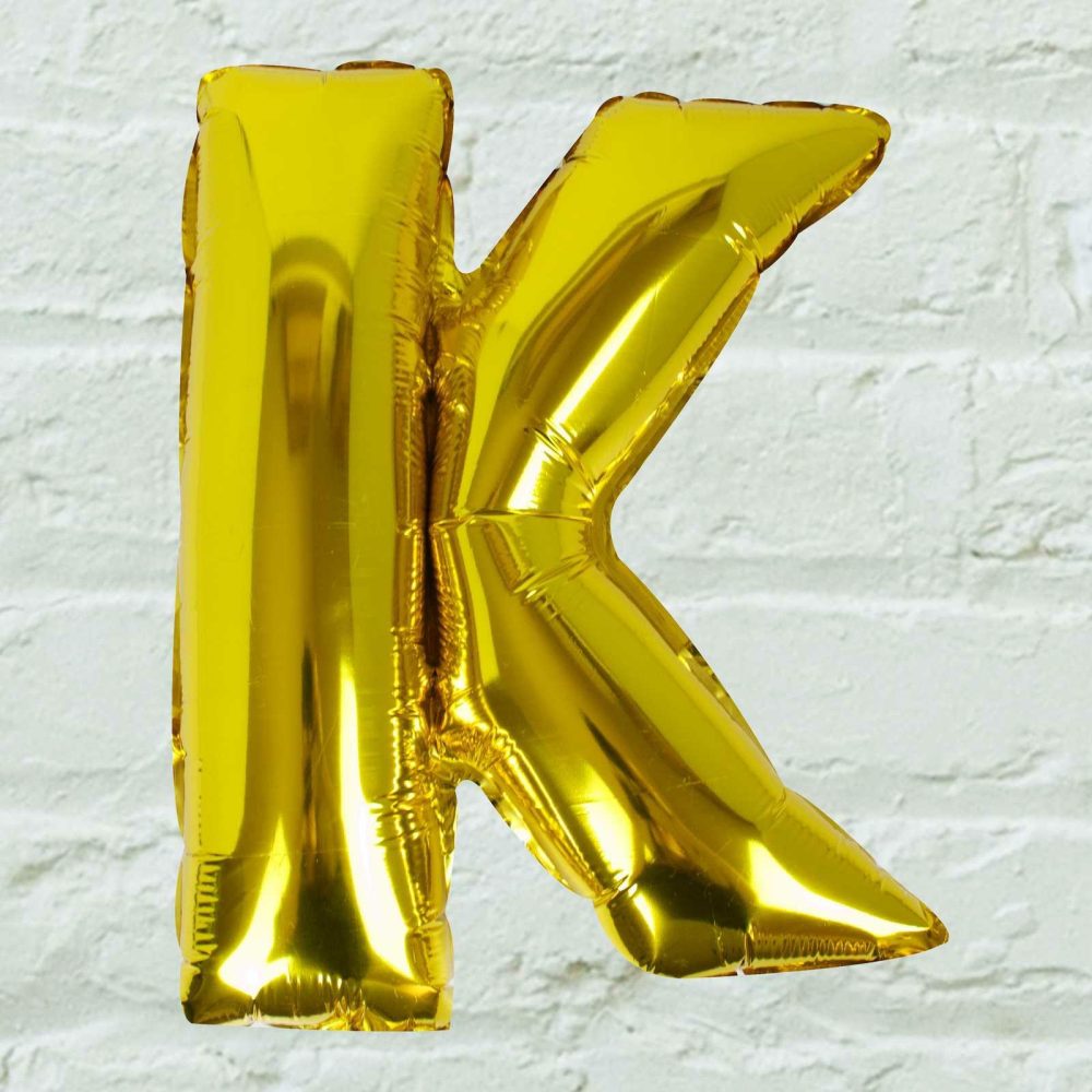 Foil Balloons |   Gold Foil Letter K Balloon Balloons Foil Balloons