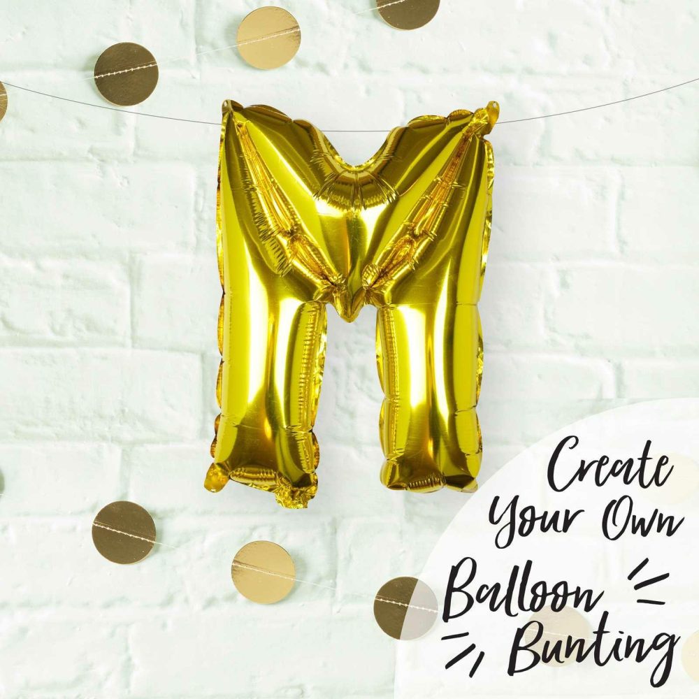 Foil Balloons |   Gold Foil Letter M Balloon Balloons Foil Balloons