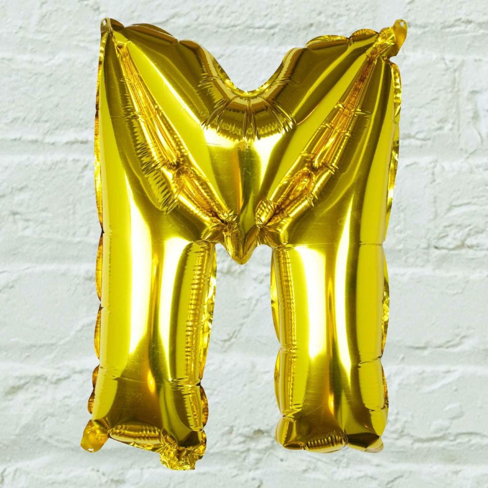 Foil Balloons |   Gold Foil Letter M Balloon Balloons Foil Balloons