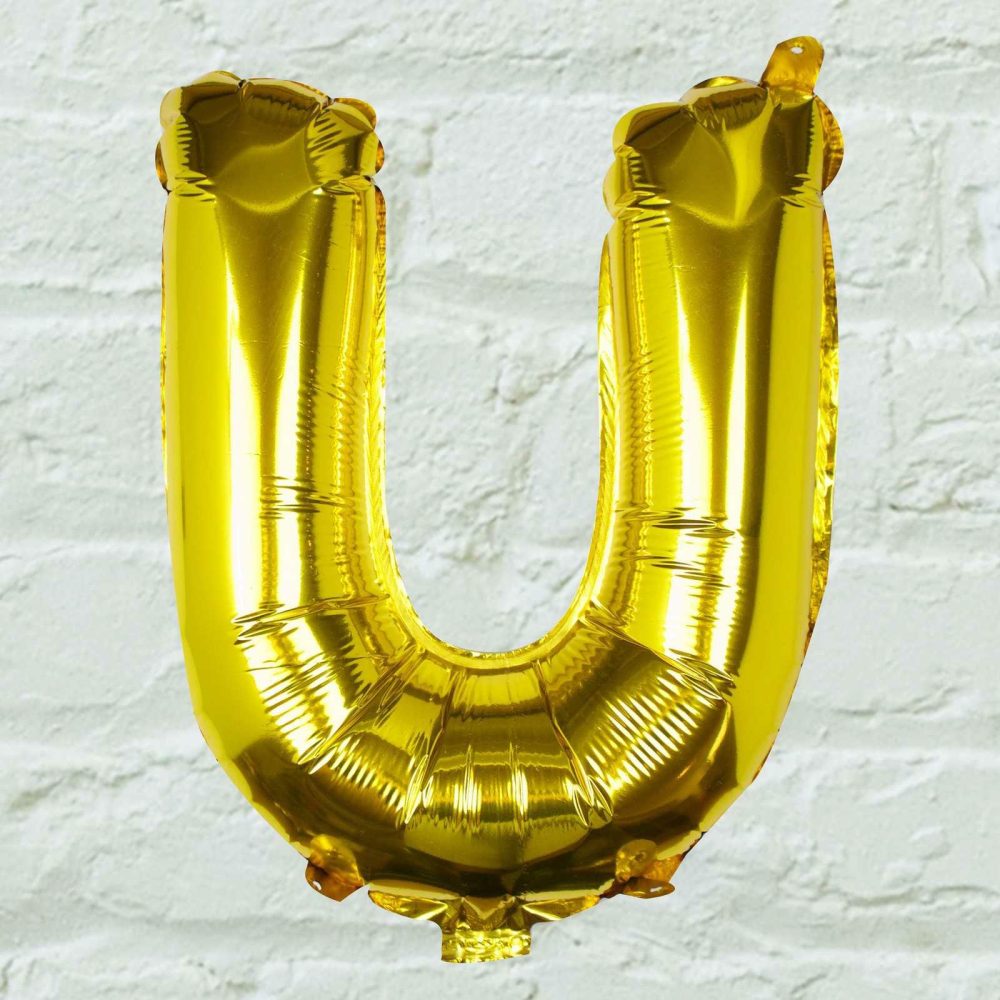 Foil Balloons |   Gold Foil Letter U Balloon Balloons Foil Balloons