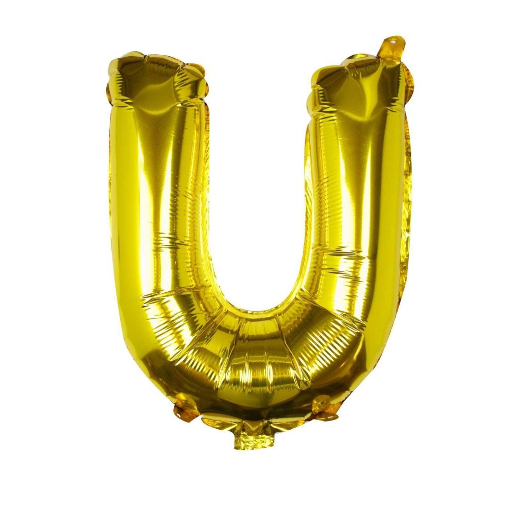 Foil Balloons |   Gold Foil Letter U Balloon Balloons Foil Balloons