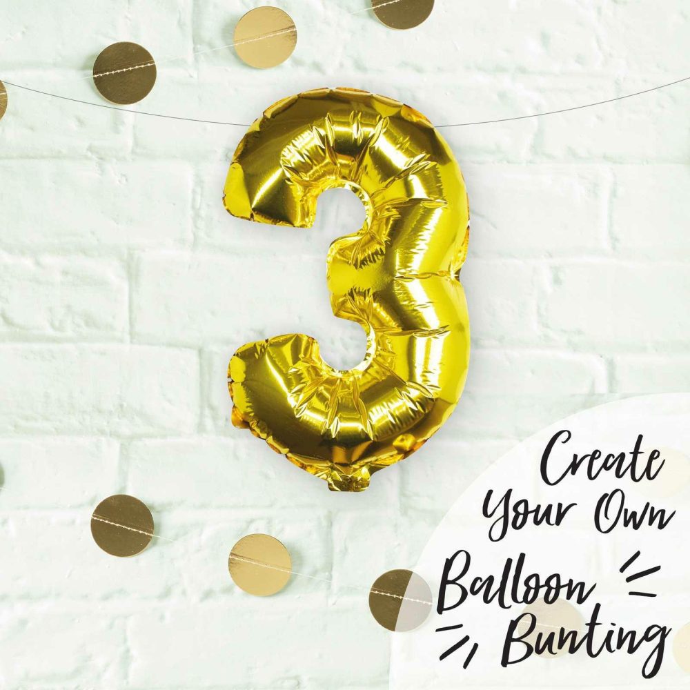 Foil Balloons |   Gold Foil Number 3 Balloon Balloons Foil Balloons