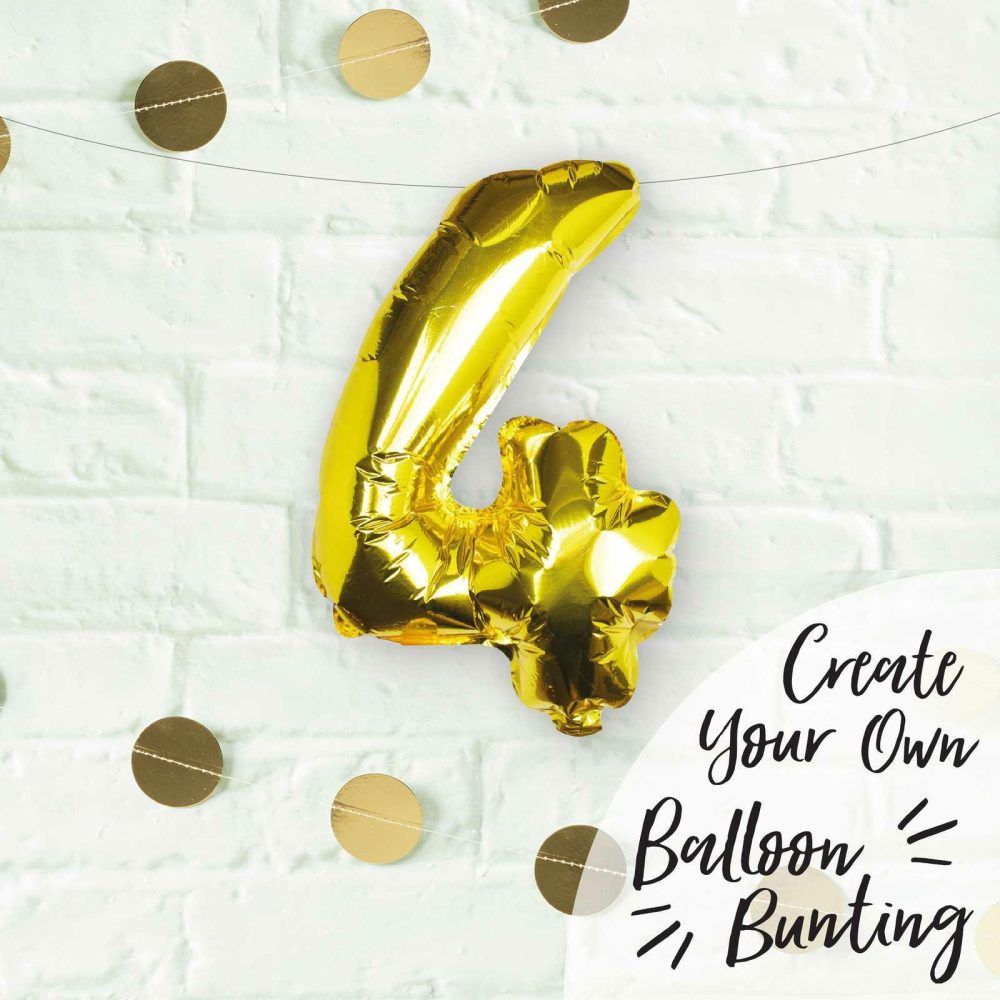 Foil Balloons |   Gold Foil Number 4 Balloon Balloons Foil Balloons