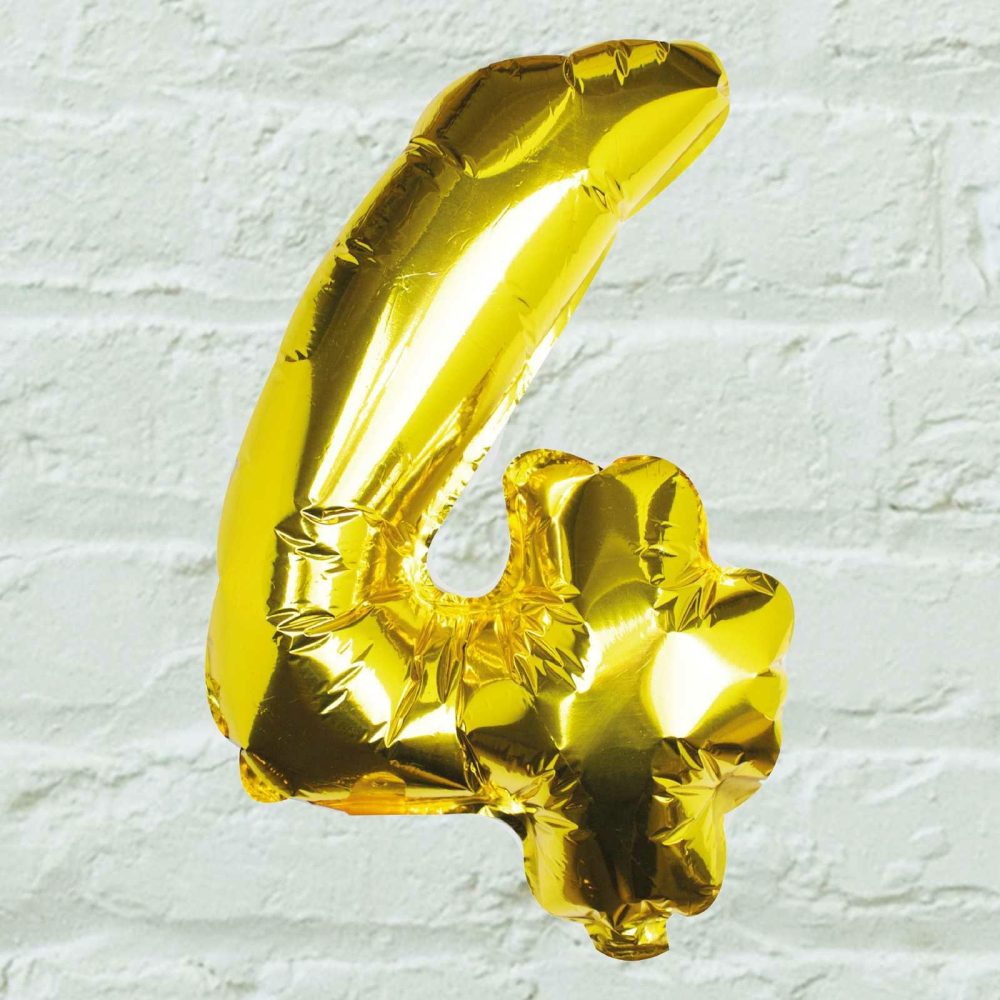 Foil Balloons |   Gold Foil Number 4 Balloon Balloons Foil Balloons