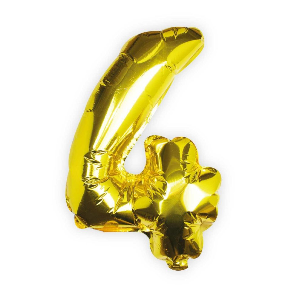 Foil Balloons |   Gold Foil Number 4 Balloon Balloons Foil Balloons