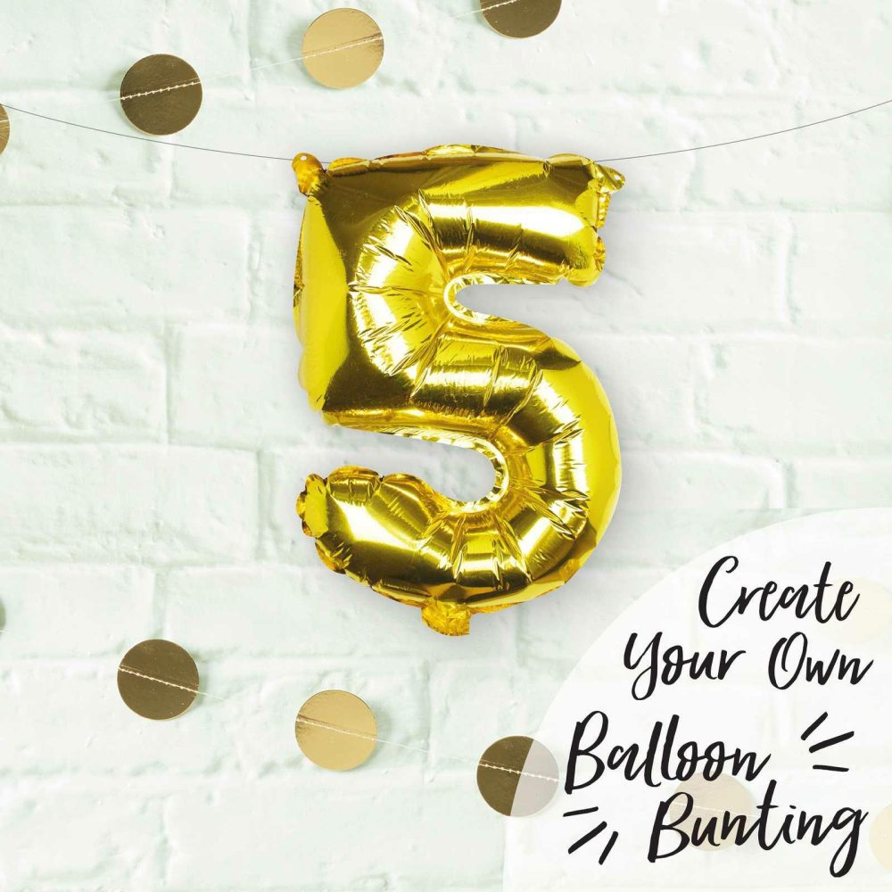 Foil Balloons |   Gold Foil Number 5 Balloon Balloons Foil Balloons