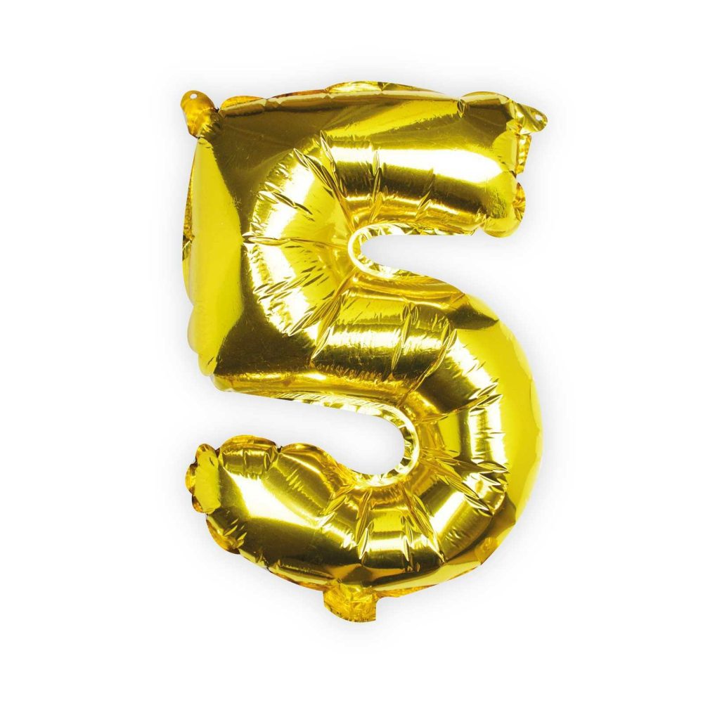 Foil Balloons |   Gold Foil Number 5 Balloon Balloons Foil Balloons