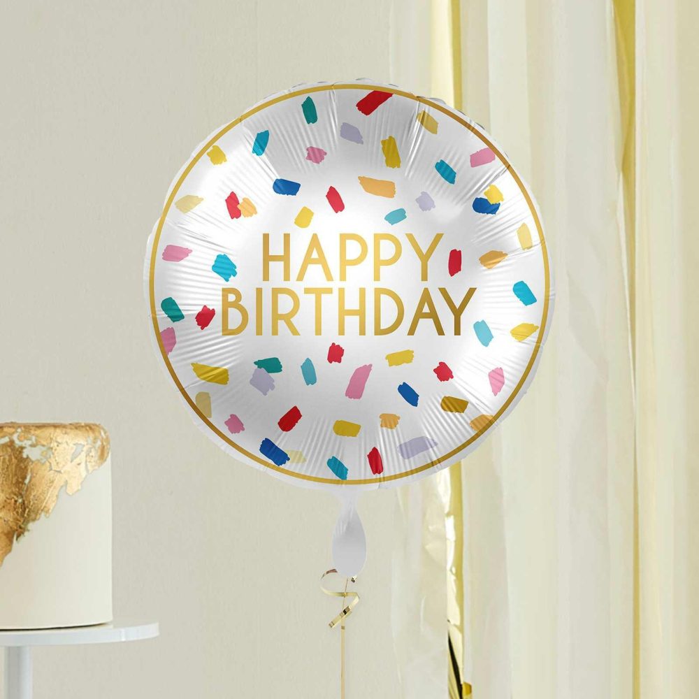 Foil Balloons |   Multicoloured Brushstroke Happy Birthday Balloon Balloons Foil Balloons