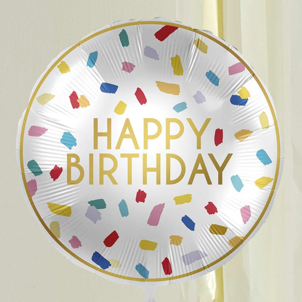 Foil Balloons |   Multicoloured Brushstroke Happy Birthday Balloon Balloons Foil Balloons