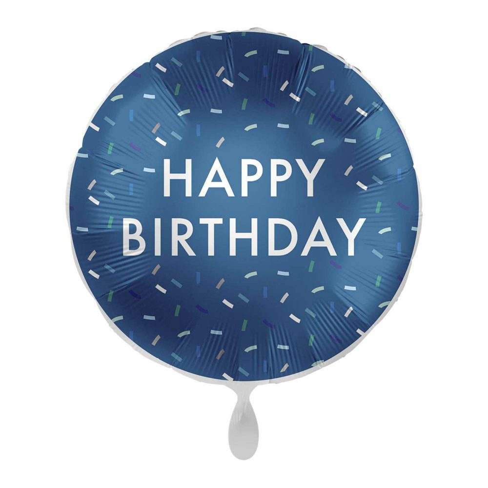 Foil Balloons |   Navy & Confetti Happy Birthday Balloon Balloons Foil Balloons