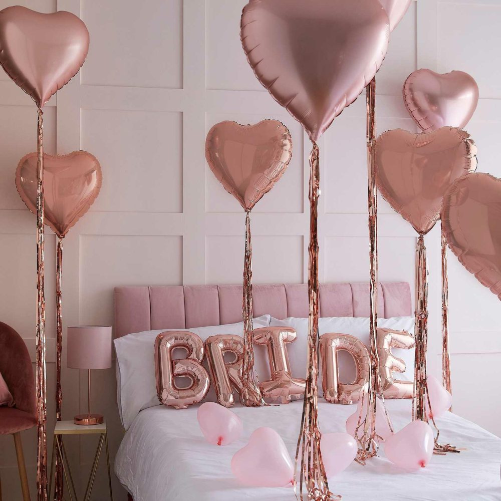 Foil Balloons |   Rose Gold Bride And Heart Balloons Room Decoration Kit Balloons Foil Balloons