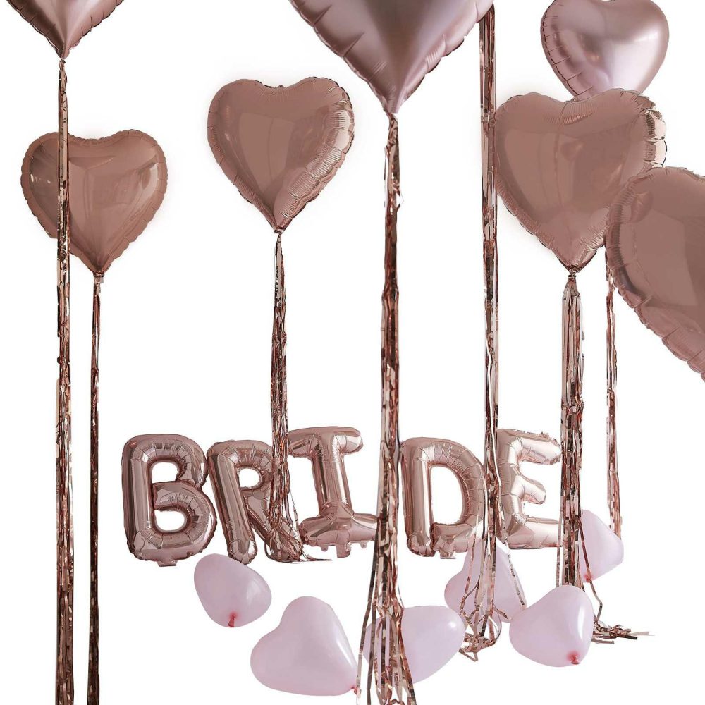 Foil Balloons |   Rose Gold Bride And Heart Balloons Room Decoration Kit Balloons Foil Balloons