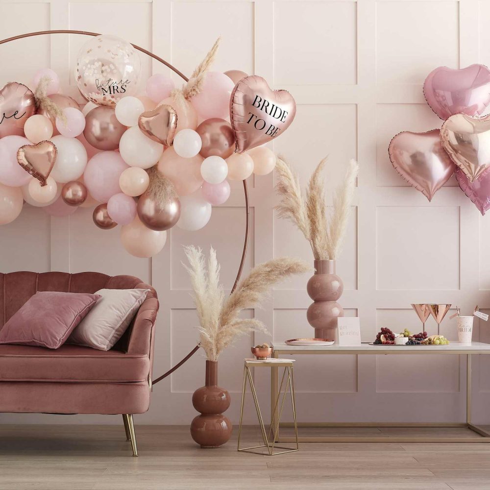 Foil Balloons |   Rose Gold Bride And Heart Balloons Room Decoration Kit Balloons Foil Balloons