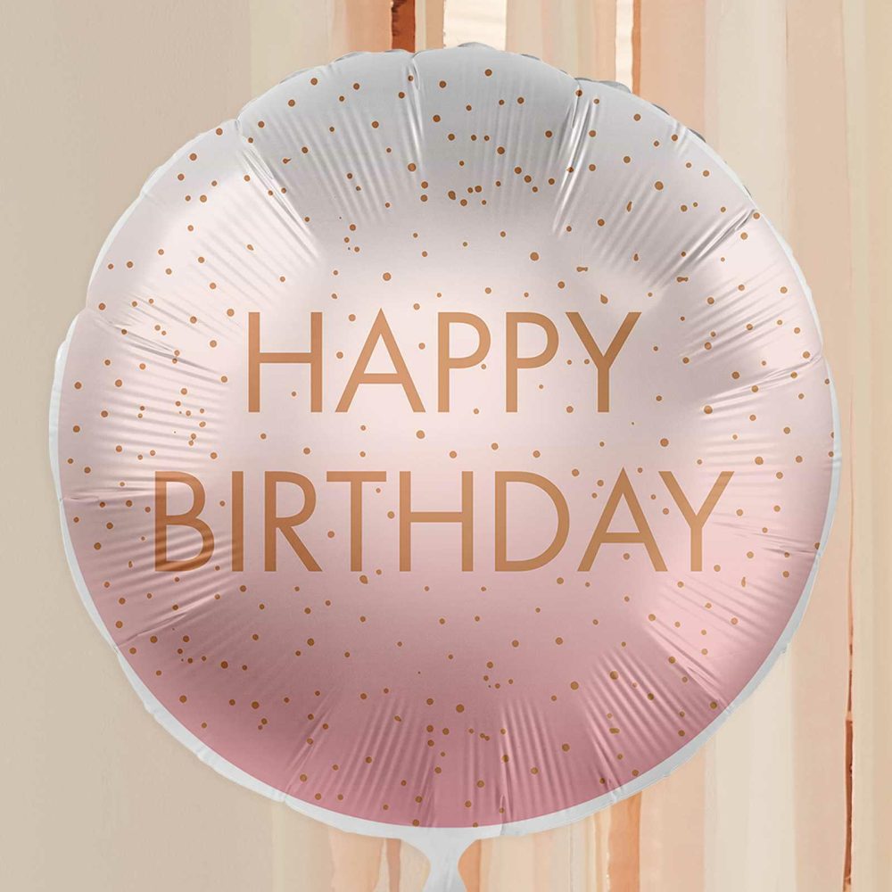 Foil Balloons |   Rose Gold Ombre Happy Birthday Balloon Balloons Foil Balloons