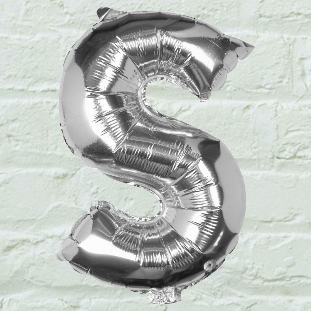 Foil Balloons |   Silver Foil Letter S Balloon Balloons Foil Balloons