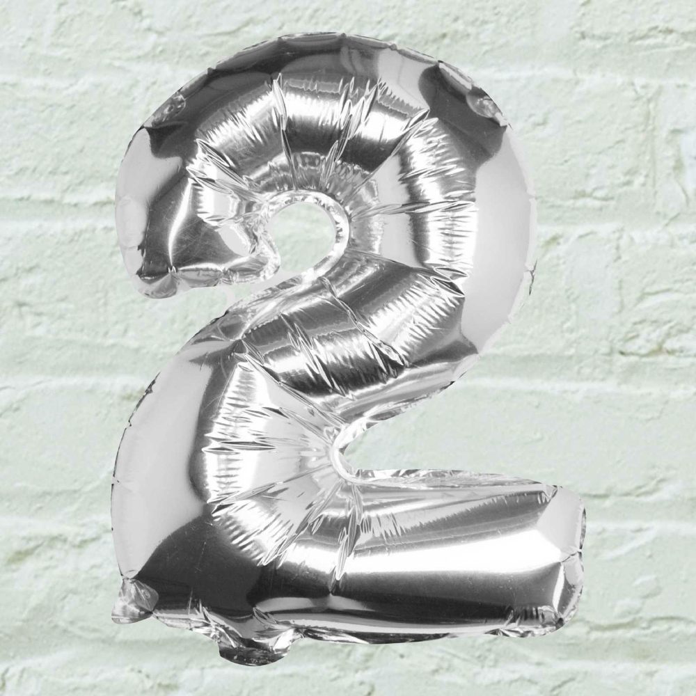 Foil Balloons |   Silver Foil Number 2 Balloon Balloons Foil Balloons