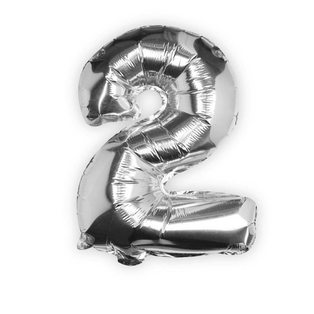 Foil Balloons |   Silver Foil Number 2 Balloon Balloons Foil Balloons