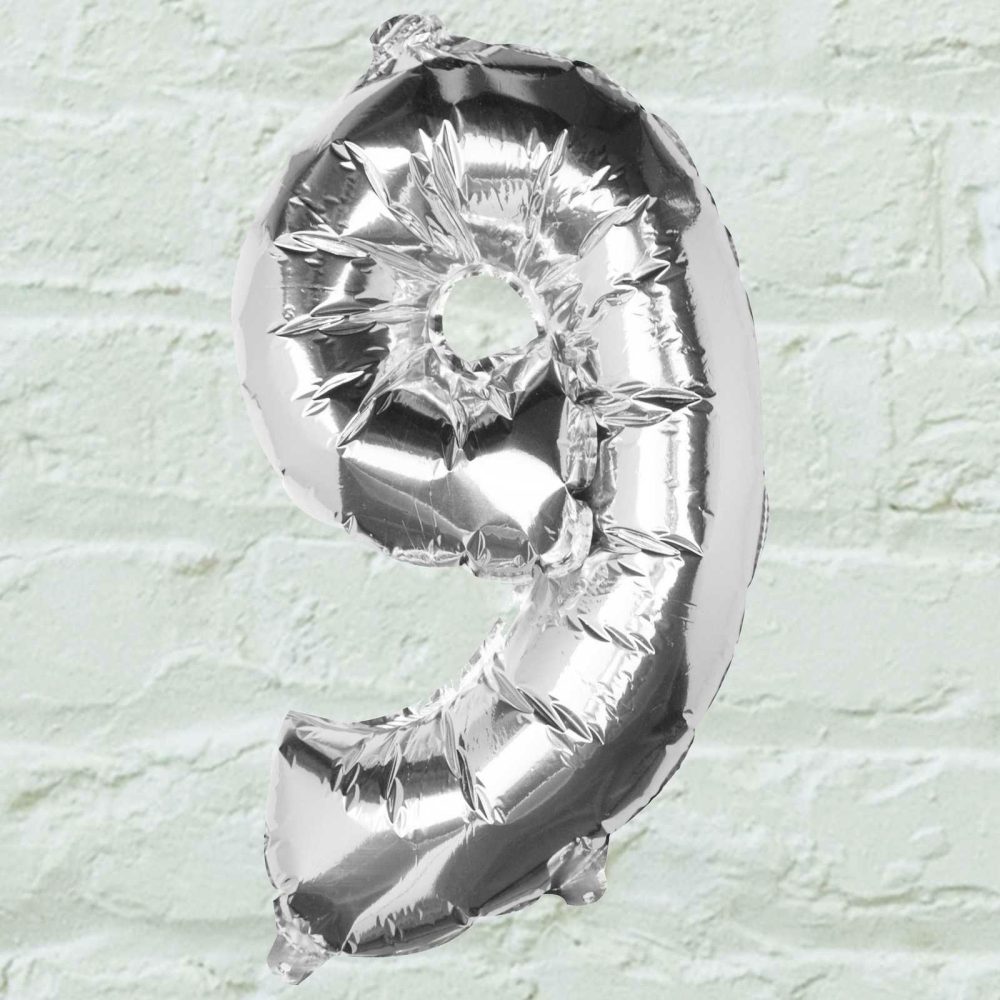 Foil Balloons |   Silver Foil Number 9 Balloon Balloons Foil Balloons