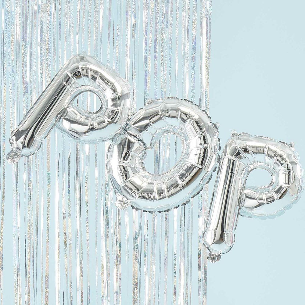 Foil Balloons |   Silver Pop Fizz Clink Balloon Bunting – Jolly Vibes Balloons Foil Balloons